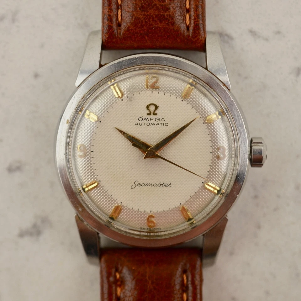 C.1958 Vintage Omega Seamaster Automatic Honeycomb dial watch ref. 2848 in steel