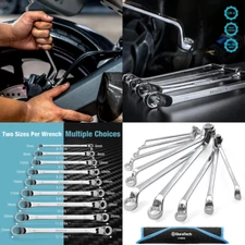 9 PCS Double Box End 75 Degree Deep Offset EXTRA LONG Wrench Tools Set 6-23Mm