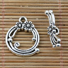 8sets Tibetan silver plated swirl flower toggle clasps EF2053