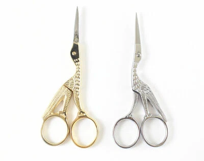 GADGETS COLLECTION 2-Pack 3.5" Stork Embroidery Scissors Cross Stitch Sewing Scissors Gold & Silver