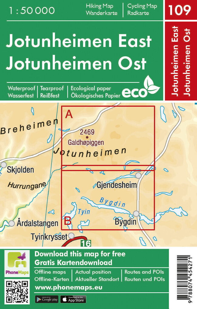 Thumbnail - Jotunheimen Ost, Wander - Radkarte 1 : 50 000 | 2019 | Deutsch