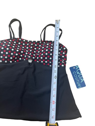 NEW AQUA COUTURE Swimsuit Top Tankini Polka Dot Women's Size 8 Black Red White - Picture 4 of 8