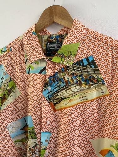 Gitman Bros Shirt Mens Large Multi Button Up USA Rayon Vintage Oriental Chinese - Picture 8 of 18