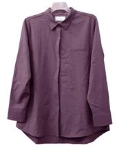 Modern Ambition sz:M Womens Tech Hidden Buttons Long Sleeve Collared Top Purple