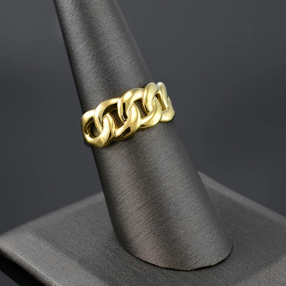 Gold Cuban Link Chain Unisex Ring | 10k & 14k Yellow, White, Rose Gold - Image 3 of 4