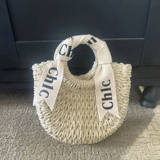 Chloe style Woody medium Basket Tote Bag in Beige 