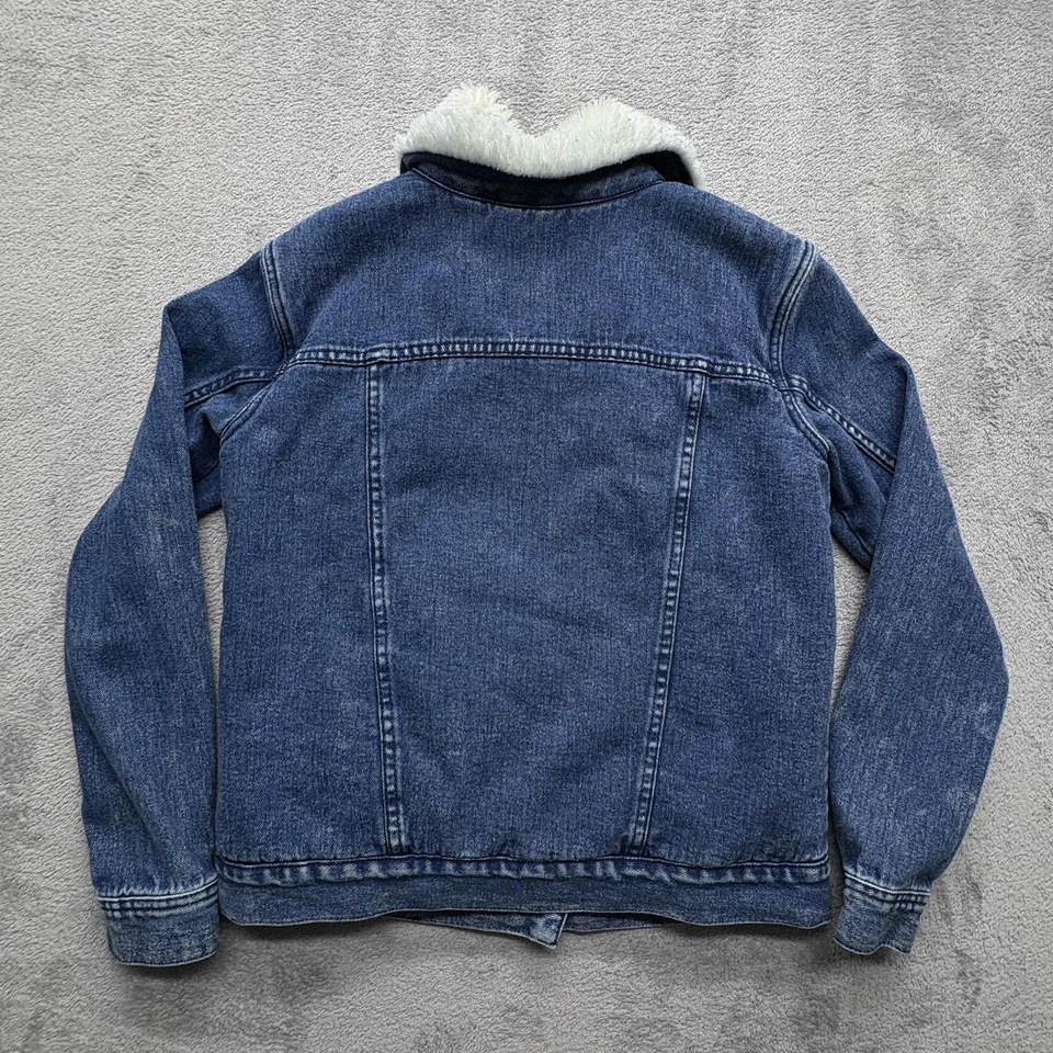 Pacsun Jacket Womens Medium Blue Denim Sherpa Lined Trucker Shearling Coat - Image 2 of 4
