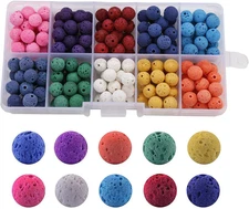 200Pcs round Lava Rock Beads Bulk,Crafts Loose Volcanic Rock Chakra Beads Lava B