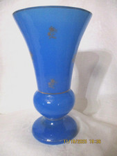 BACCARAT  SAINT LOUIS- Vase Opaline DE CRISTAL  Bleue Dorure - Charles X  1830-