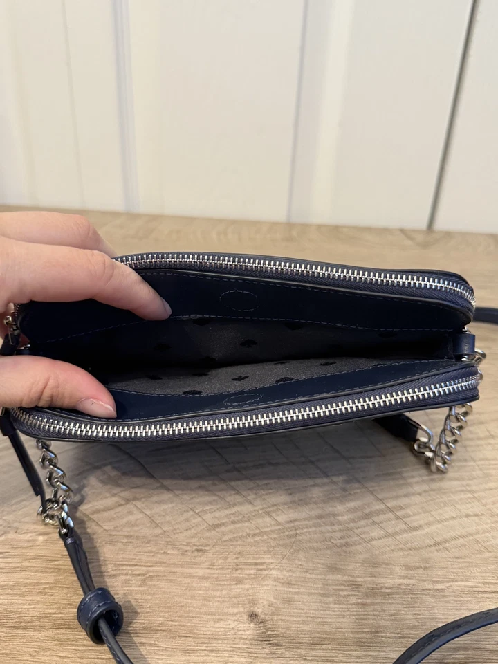 Kate Spade Owl Zibbi Nightcap Handbag Blue & Black Crossbody Purse - Image 3 of 3