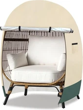 Patio Hanging Egg Chair Cover Waterproof 45.3W x 25D x 55.1H, Beige&green 