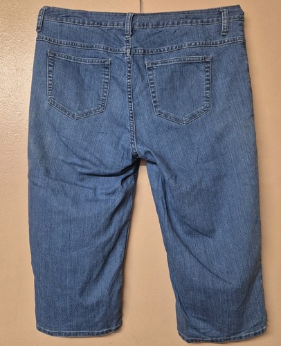 Lee Riders Capri Jeans Jorts Blue Denim Stretch Cotton W38 L19 Size 16 - Picture 2 of 6