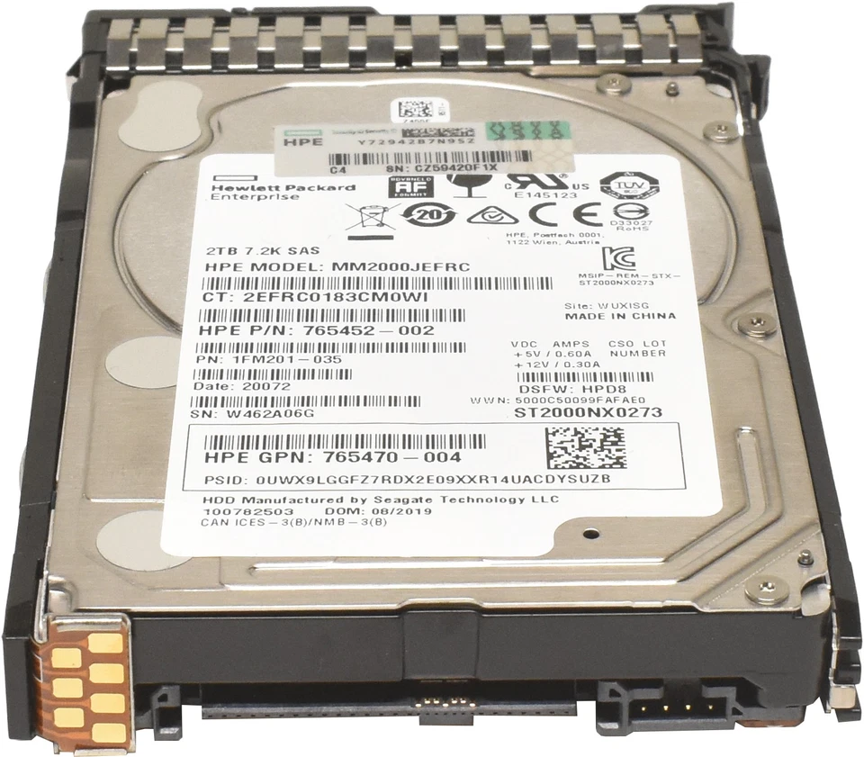 HP Seagate 2TB 2.5" 7.2K 12G SAS SED HDD ST2000NX0273 765873-001 +Caddy - Bild 4 von 4