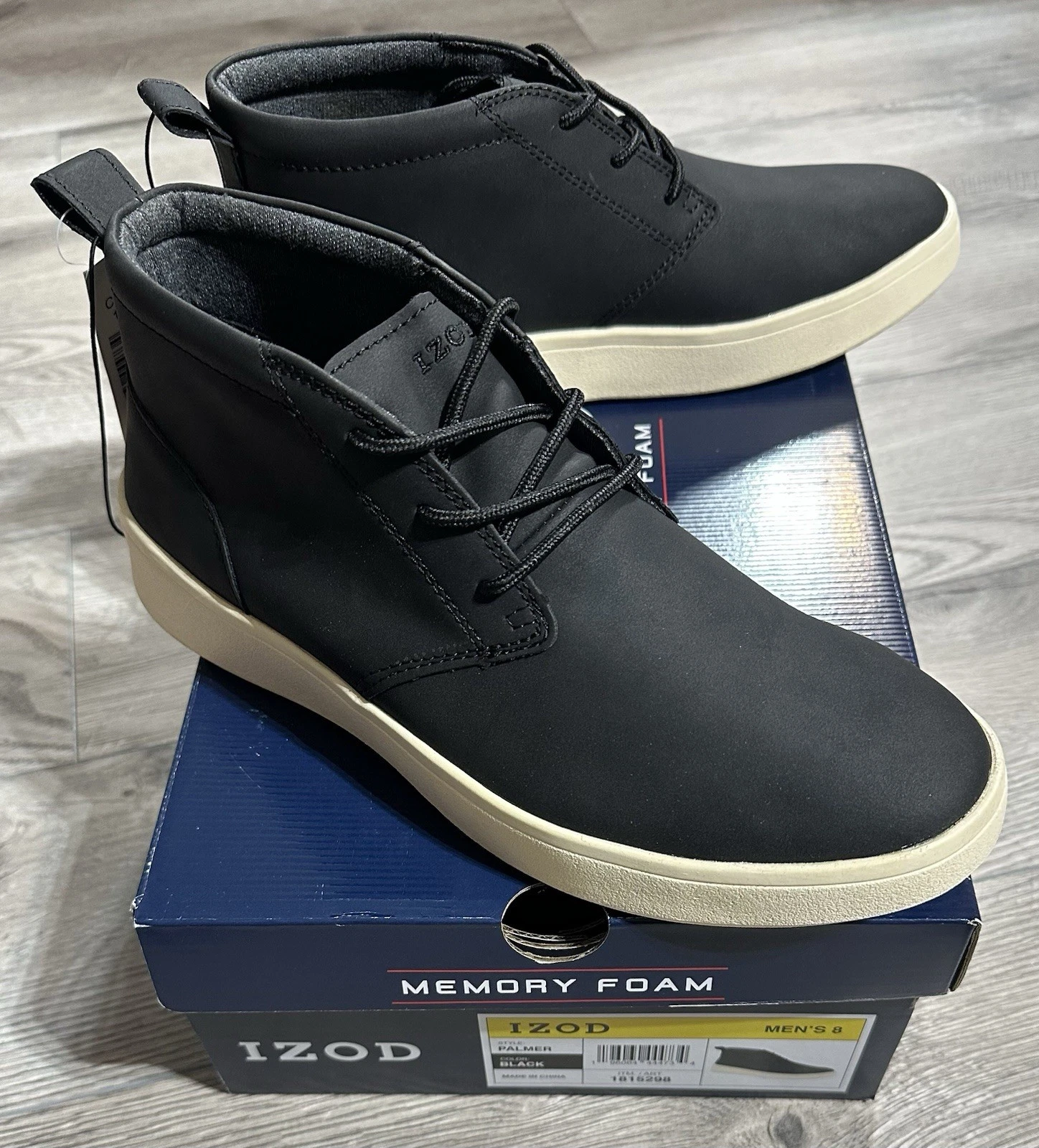 IZOD Palmer Chukka Boots Men's Sz 8 Memory Foam Insole Classic Design Black NEW