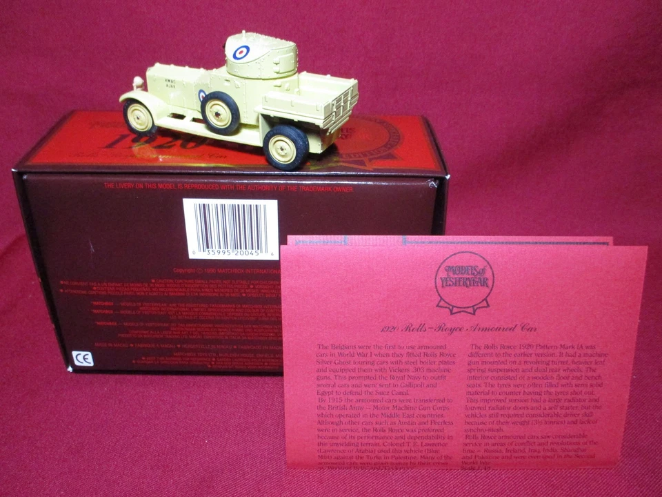 1:43 1920 Rolls Royce Armoured Car Army Military Matchbox Models of Yesteryear - Image 2 of 4
