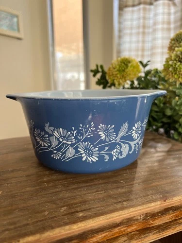 Pyrex Baking Bowl Colonial Mist 473-B 1L Blue Vintage NO Lid