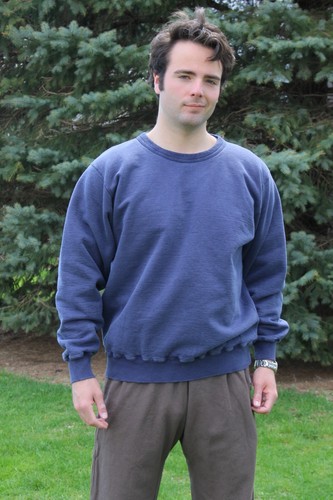 Mens Light Navy 100% Cotton Heavy Crew Neck Sweatshirt - Made in Canada - Picture 9 of 13