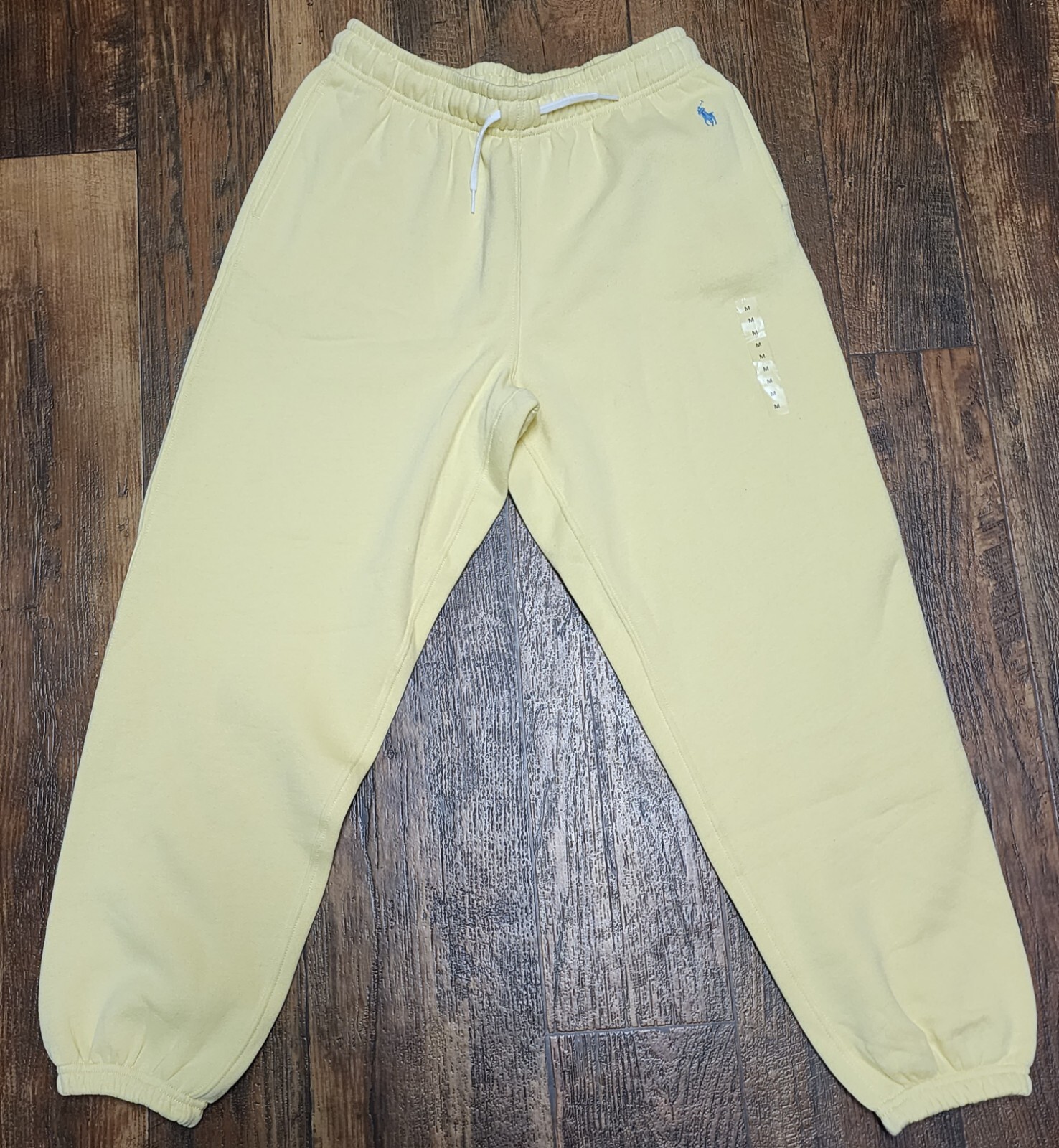 Polo Nuova Senza Etichette Ralph Lauren Donna Giallo Elastico Vita Pile Blu Pony