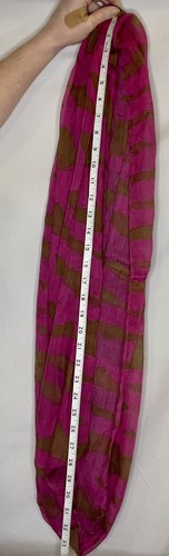 Vibrant Pink & Brown Striped Infinity Scarf - Lightweight Stylish 62in - Picture 2 of 9