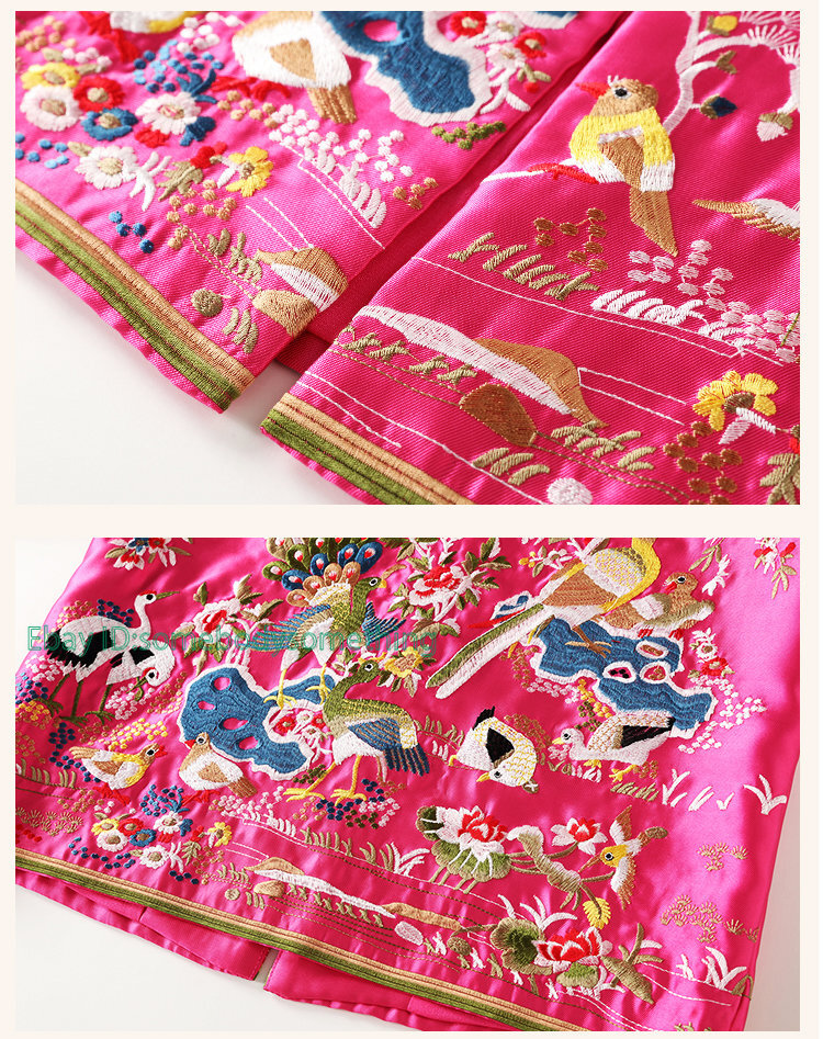 New Chinese Style Contrast Embroidered Velvet Short Jacket