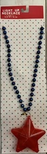 NEW Light Up 4th of July Red Star Blue Beaded Necklace Party Favor 32.68" Long
