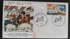 ENVELOPPE PREMIER JOUR TIMBRE N° 1486 BATAILLE D'HASTINGS OBLITÉRÉ FALAISE 1966
