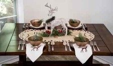 Beige Winter Snow Scene Table Runner 16"x35" 