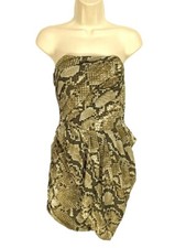 MICHAEL KORS Womens Strapless Knee Length Dress Size 2 Gold Snack Print