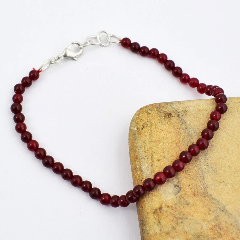 29.00 Cts Natural 7 Inches Long Red Ruby Round Shape Beads Bracelet JK 48E272 - Image 2 of 2