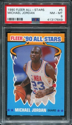 PSA 8 NM MINT 1990 FLEER ALL-STARS MICHAEL JORDAN #5 BULLS 17649 SDB2