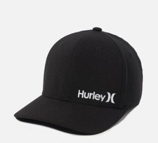HURLEY MEN'S CORP TEXTURES FLEXFIT HAT BLACK / WHITE