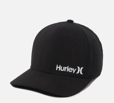 HURLEY MEN'S CORP TEXTURES FLEXFIT HAT BLACK / WHITE