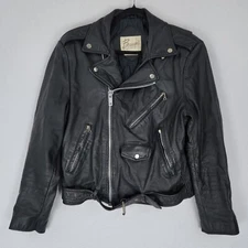 Bermans Jacket Womens 38 US Medium Black Vintage 80s Leather Moto Classic Biker