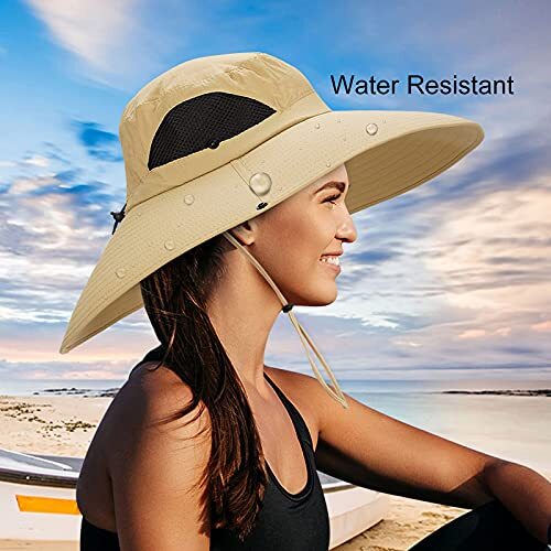 Leotruny Women Super Wide Brim Sun Hat UPF50+ Waterproof Straw Hat for