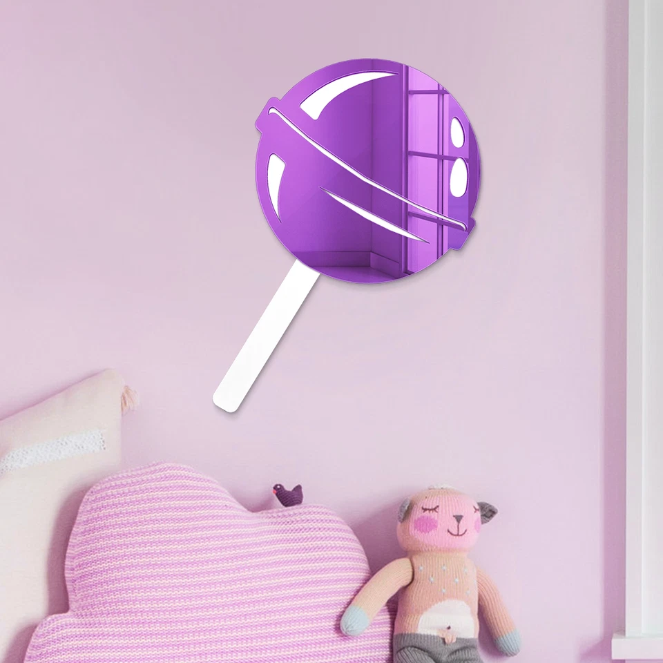 4 Obras de Arte - Espejo de Arte de Pared Piruleta Acrílico 3D, Decoración de Habitación para Niños Pequeños, Tienda de Caramelos Foto 4 de 4