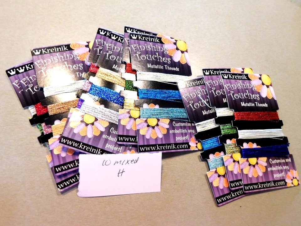 Set of 10 Kreinik Metallic Thread 3 Color Cards / Many Different Colors / H - Image 4 of 4