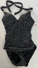 New Victoria s Secret Swimwear S Black/White One Piece Swim Halter NWT