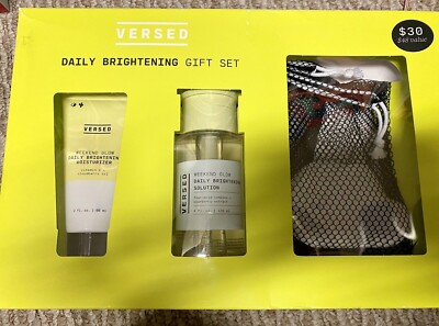 NEW Versed Weekend Glow Daily Brightening Set  Moisturizer, Solution-damage box