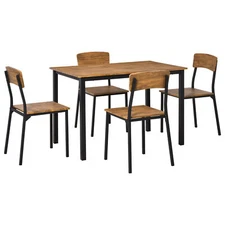 5 Piece Dining Table and Chairs Set Compact for Small Space Kitchen Seating Wood