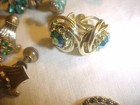 13 Pair Vintage Green, Turquoise Rhinestone Earrings All one Money — photo 10