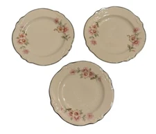 Homer Laughlin Virginia Rose Dessert Plates (3) Made USA Premium Scalloped Edge