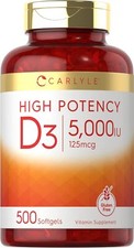 Carlyle Vitamin D3 5000 IU Softgels 500 Count Value 500 Pack of 1