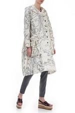 Grizas Size S Neutral Abstract Print Oversized Trench Coat-rrp £305