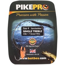 PikePro Single-treble Trace Predator Fishing Trace *All Hook Sizes* NEW
