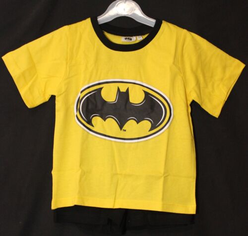 Boy's BATMAN Yellow/Black Short Pyjamas/ Summer PJs/ Shorty PJs Sizes 3-10 Years - Picture 1 of 12