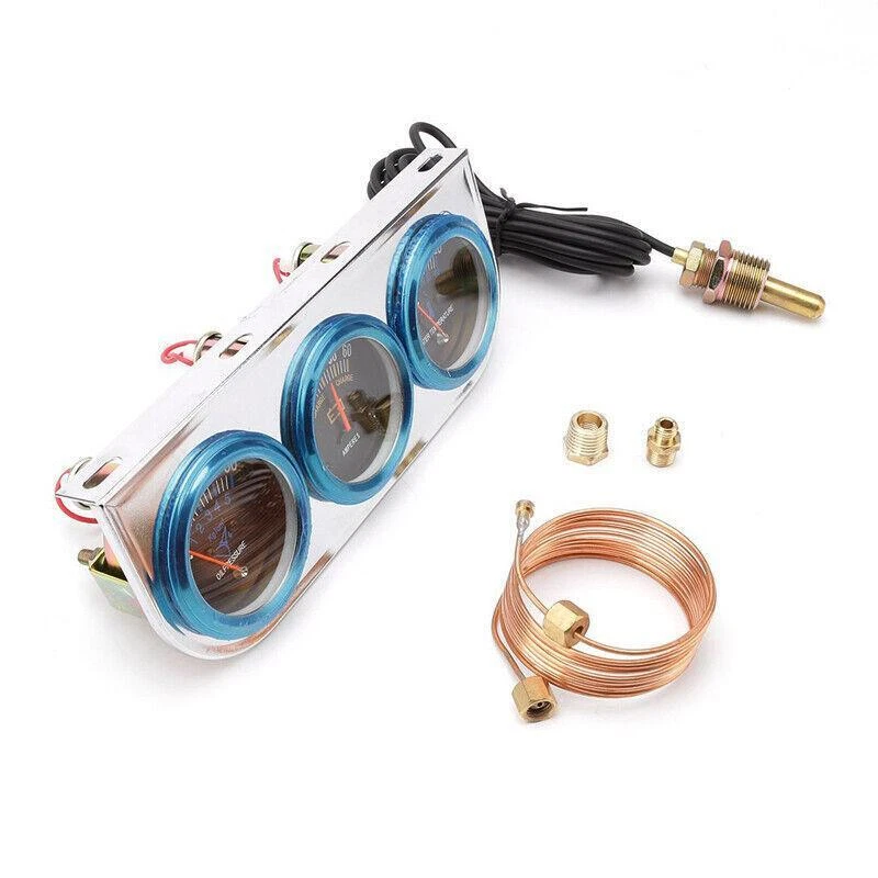 53mm Car Triple Gauge Set Kit AMP Meter Water Temp Oil Pressure 3in1 0 to 80 Psi - Image 4 of 4