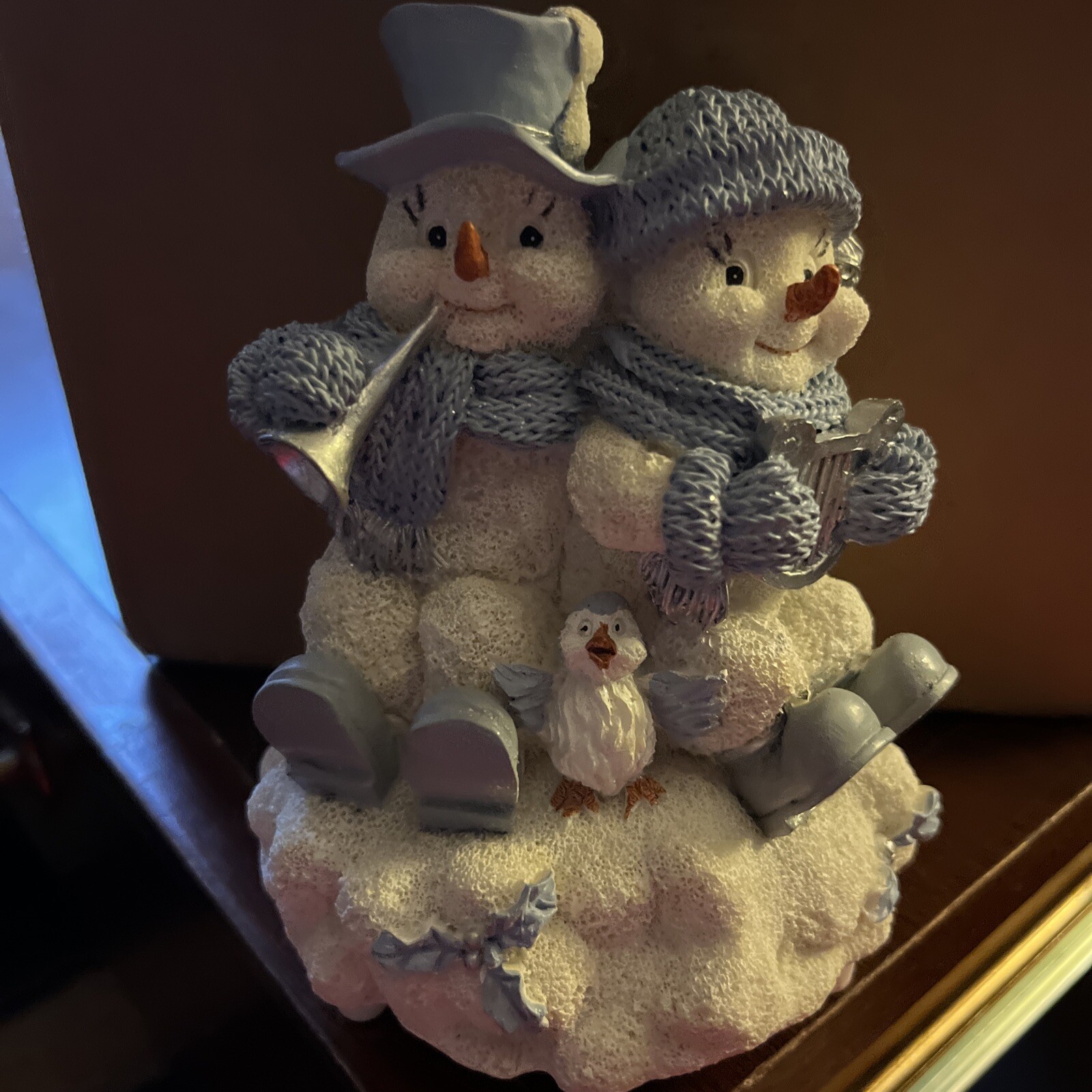 Snow Buddies Music Box “Buddies Musical With Harp” 1998 By Encore