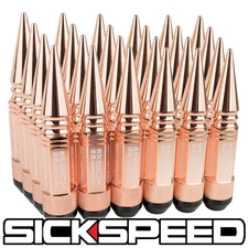 SICKSPEED 24 PC ROSE GOLD SPIKED ALUMINUM EXTENDED 108MM 3 PC LUG NUTS 14X1.5