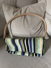 Green Striped Canvas Small Handbag 
