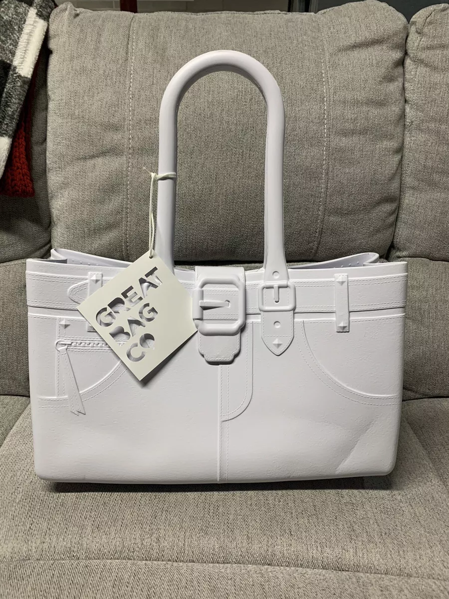 GREAT BAG CO White Rubber Purse Tote Shoulder Handbag Robert Verdi NWT